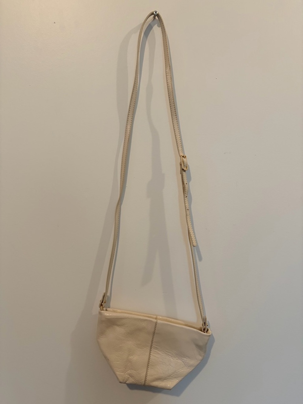 Massimo Dutti Small Cream Crossbody Leather Bag